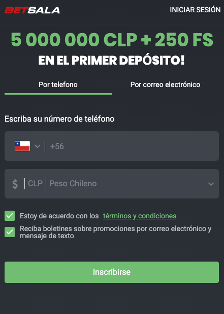 registro en Betsala 11 Chile